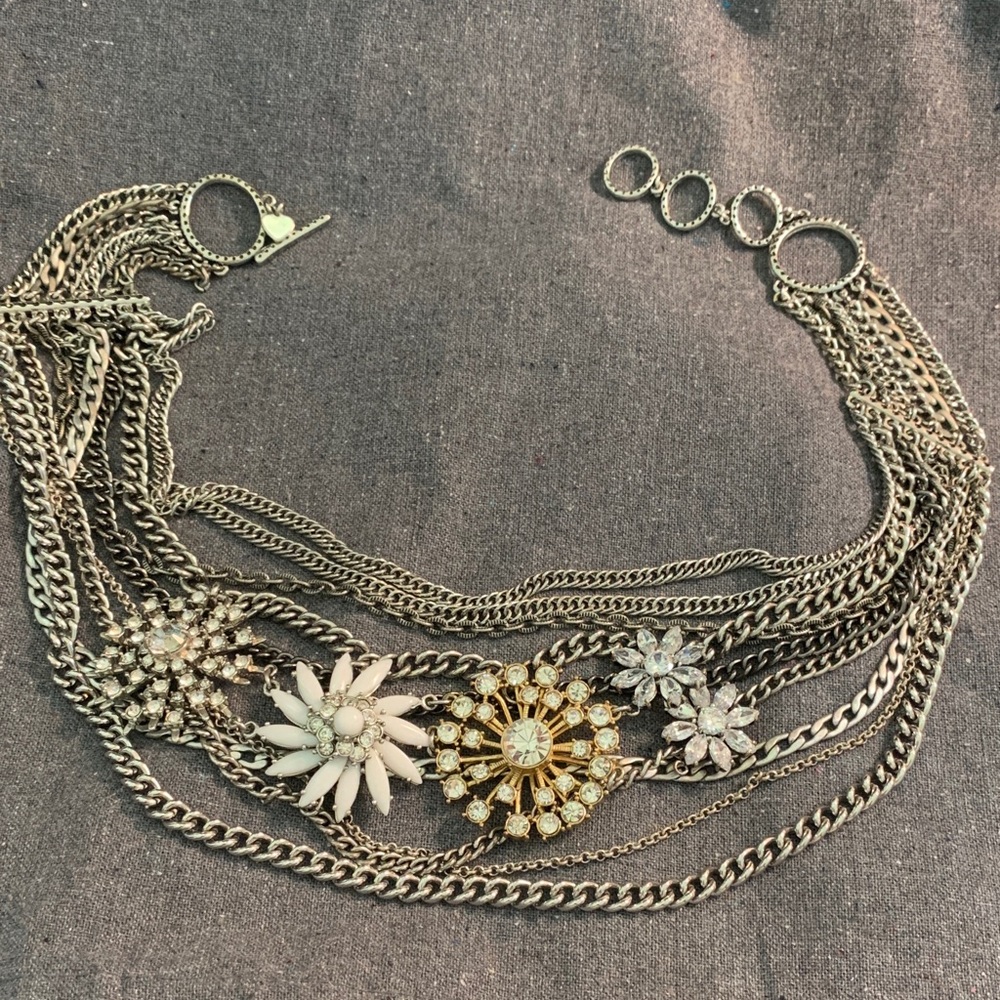 Stella & Dot Multichain Metropolitan Crystal Floral Statement Necklace